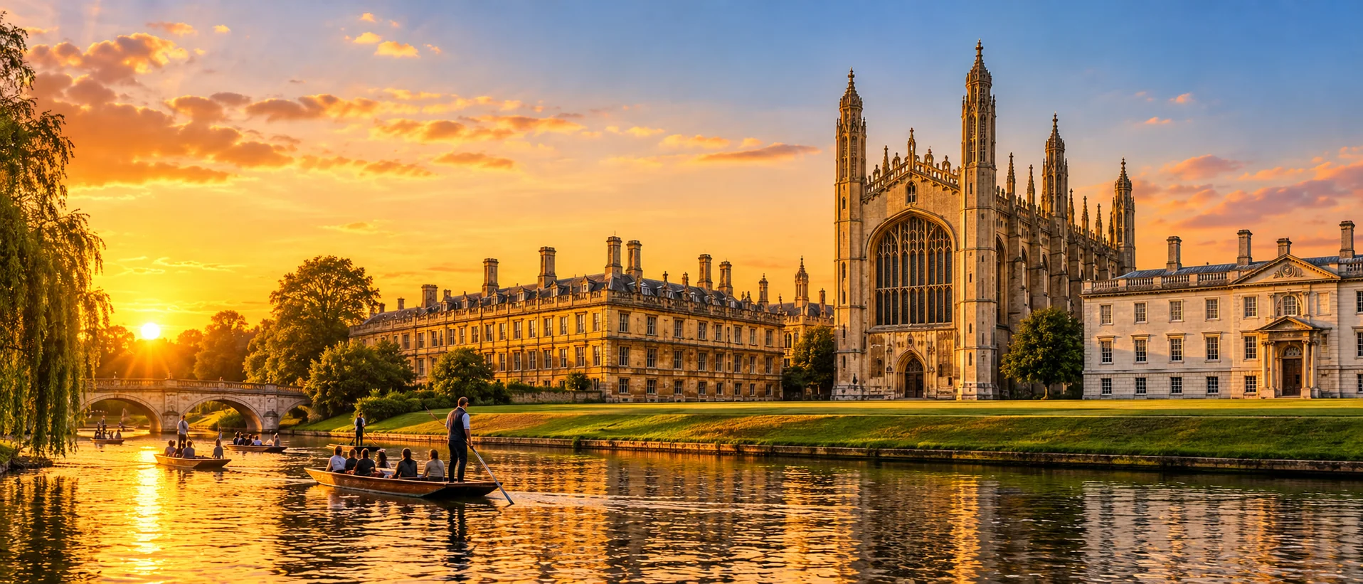King's College Chapel and punting on the River Cam in Cambridge